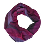 Magenta, Light Violet and Black Lightweight Bamboo Handwoven Infinity Scarf 11 x 68 - A Thread of Hope Guatemalan Fair Trade