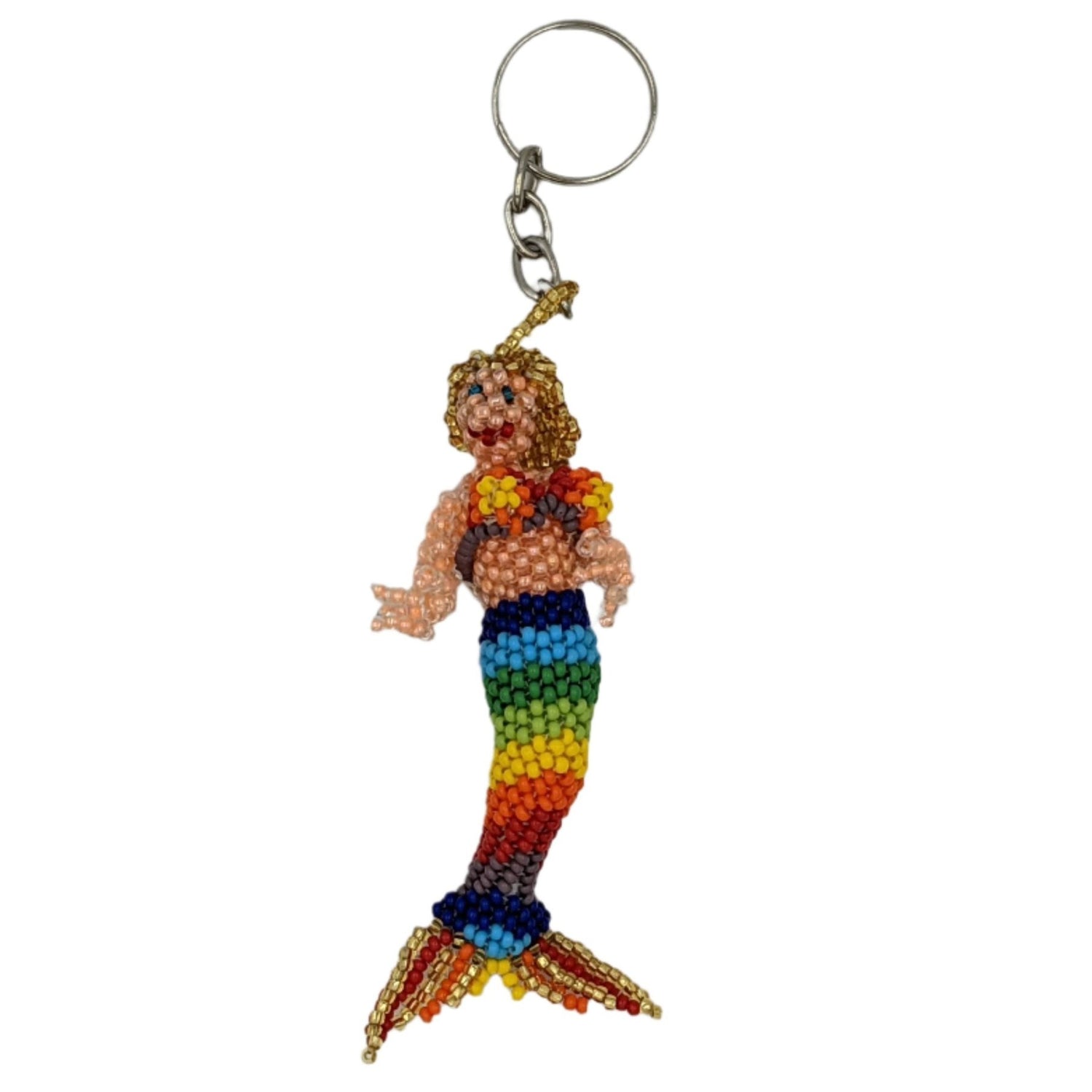 Mermaid Beaded Ornament/Key Ring, White Face, Blonde Hair - A Thread of Hope Guatemalan Fair Trade