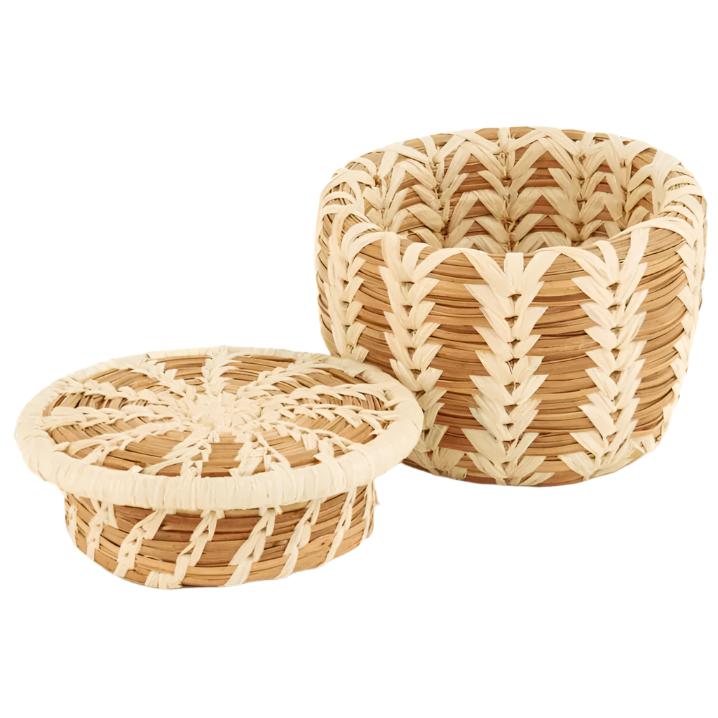 Miniature Pine Needle Basket with Lid - A Thread of Hope Guatemalan Fair Trade