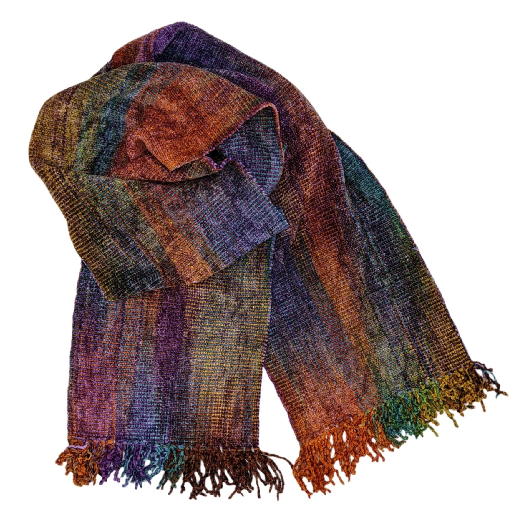 New Autumn Bamboo Chenille Handwoven Scarf 8 x 68 - A Thread of Hope Guatemalan Fair Trade