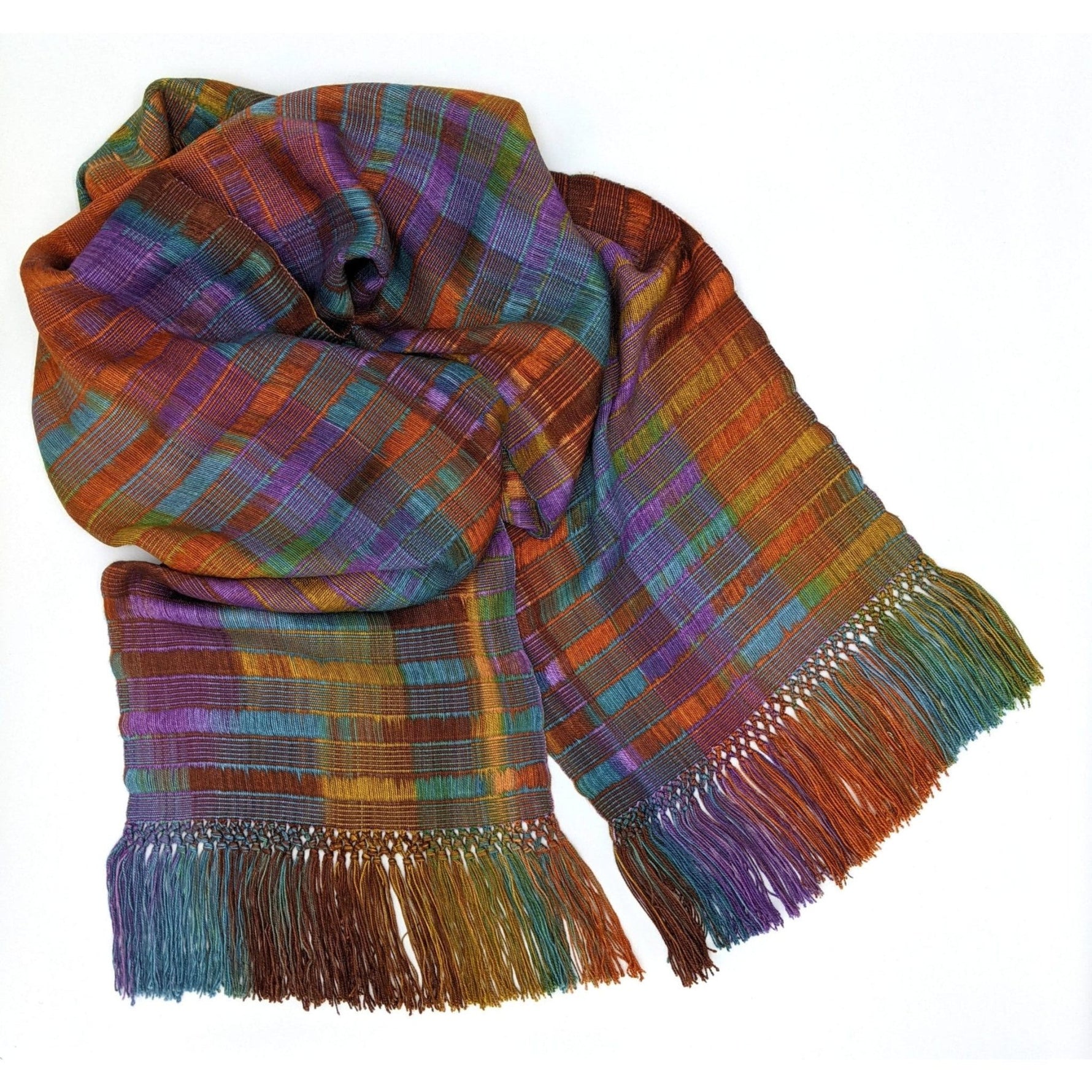 New Autumn Lightweight Bamboo Open - Weave Handwoven Scarf 8 x 68 - A Thread of Hope Guatemalan Fair Trade