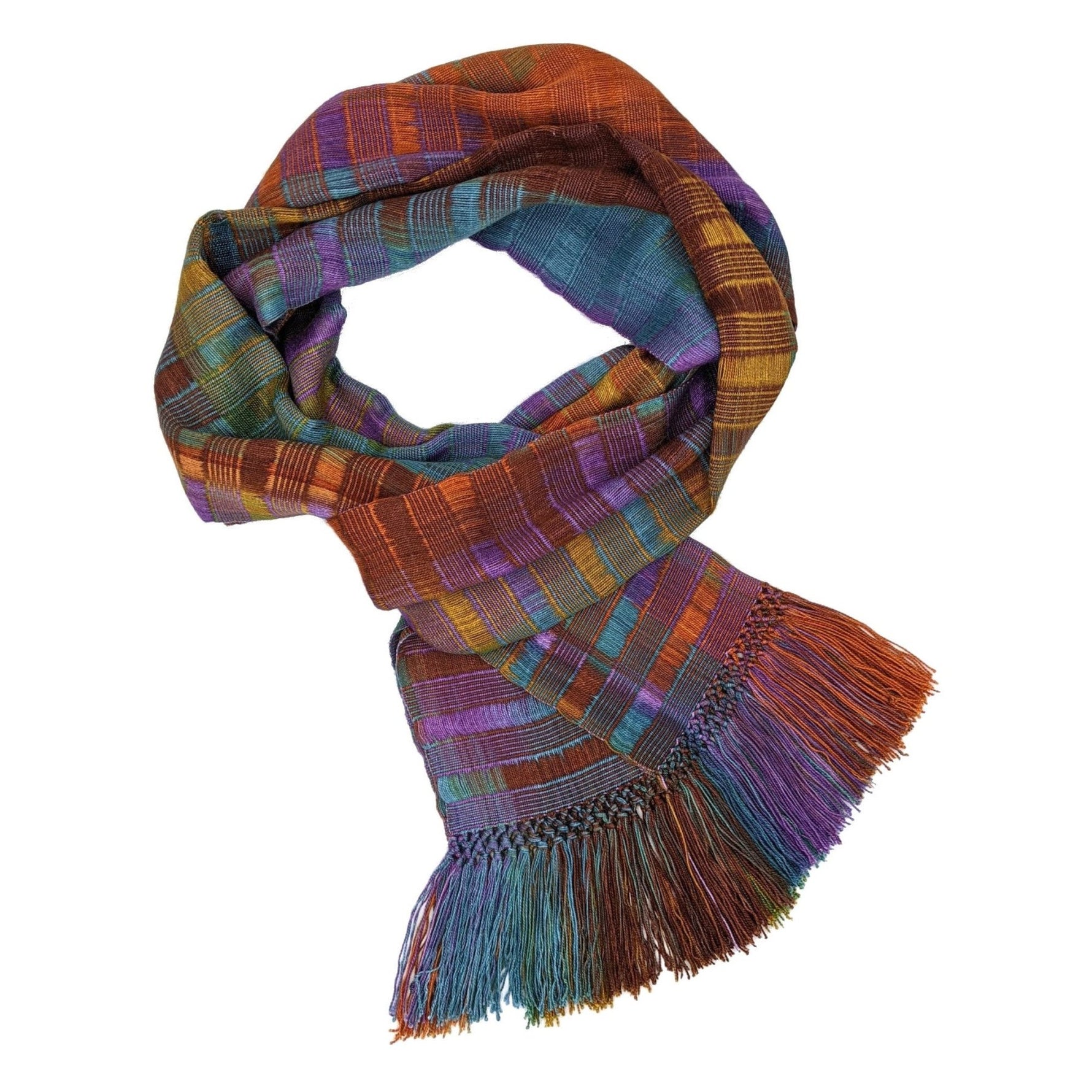 New Autumn Lightweight Bamboo Open - Weave Handwoven Scarf 8 x 68 - A Thread of Hope Guatemalan Fair Trade