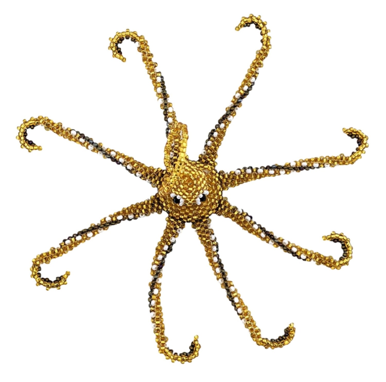 Octopus Beaded Ornament - Light Gold - A Thread of Hope Guatemalan Fair Trade