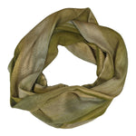 Olive and Beige Lightweight Bamboo Handwoven Infinity Scarf 11 x 68 - A Thread of Hope Guatemalan Fair Trade