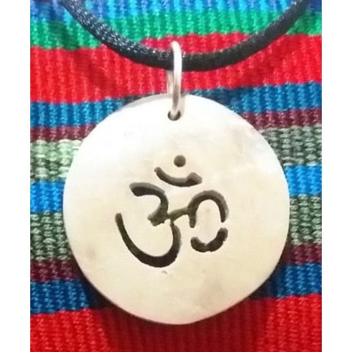 Om Coco Spirit Hand - Carved Coconut Shell Necklace - A Thread of Hope Guatemalan Fair Trade