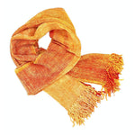 Orange, Peach and Yellow Bamboo Chenille Handwoven Scarf 8 x 68 - A Thread of Hope Guatemalan Fair Trade