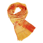 Orange, Peach and Yellow Lightweight Bamboo Open - Weave Handwoven Scarf, 8 x 68 - A Thread of Hope Guatemalan Fair Trade