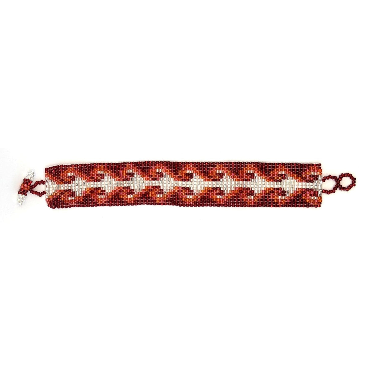 Orange, Red and White Hearts Beaded Bracelet - A Thread of Hope Guatemalan Fair Trade