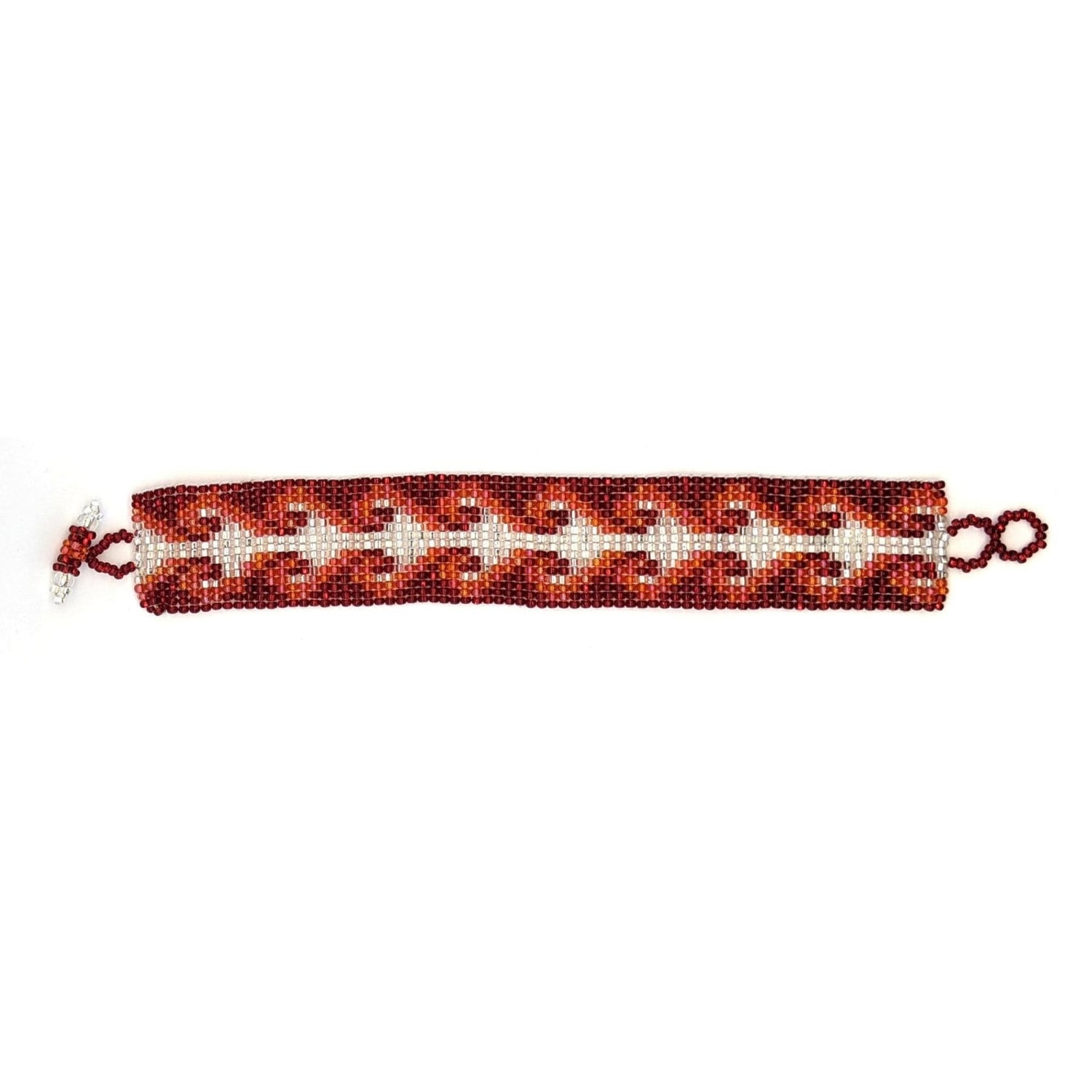 Orange, Red and White Hearts Beaded Bracelet - A Thread of Hope Guatemalan Fair Trade