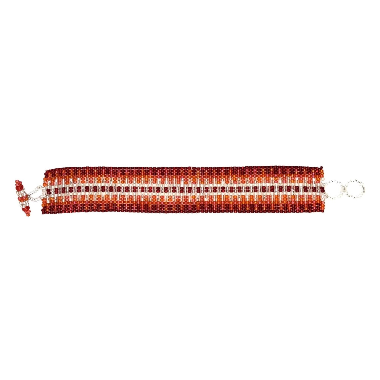 Orange, Red and White Lola Beaded Bracelet - A Thread of Hope Guatemalan Fair Trade