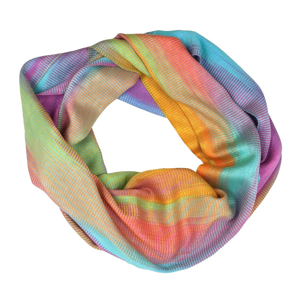 Pastels Lightweight Bamboo Handwoven Infinity Scarf 11 x 68 - A Thread of Hope Guatemalan Fair Trade