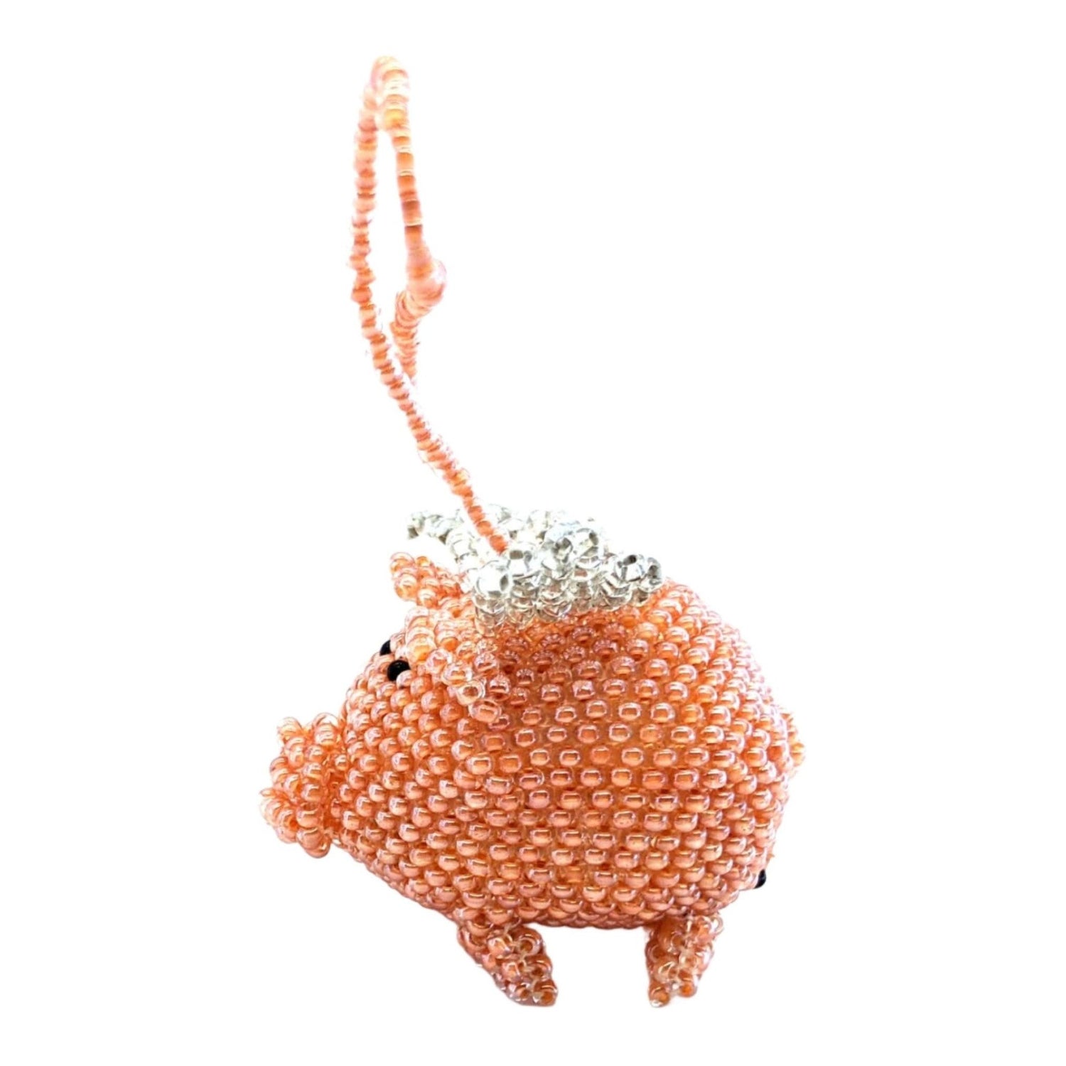 Pig with Wings Beaded Ornament - Light Orange - Round - A Thread of Hope Guatemalan Fair Trade