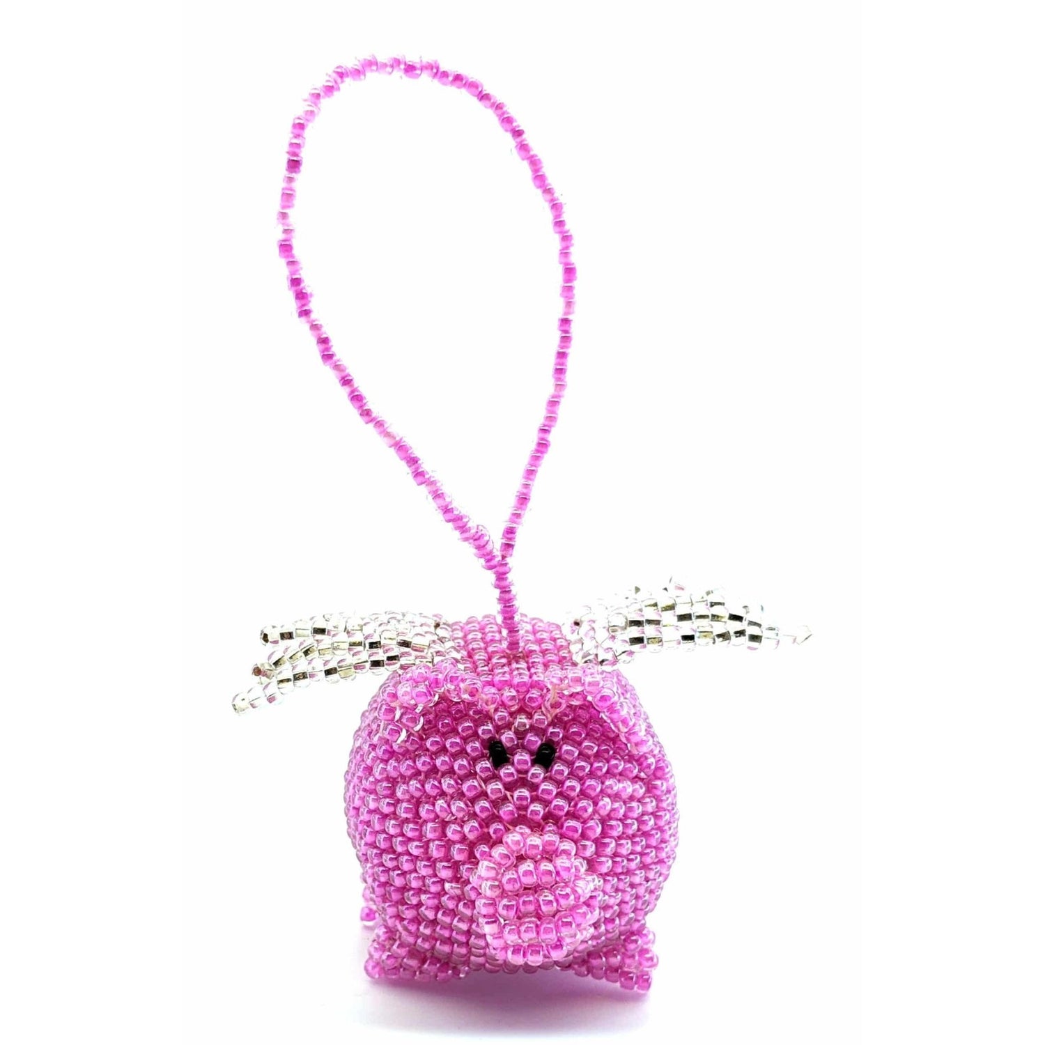 Pig with Wings Beaded Ornament - Pink - A Thread of Hope Guatemalan Fair Trade