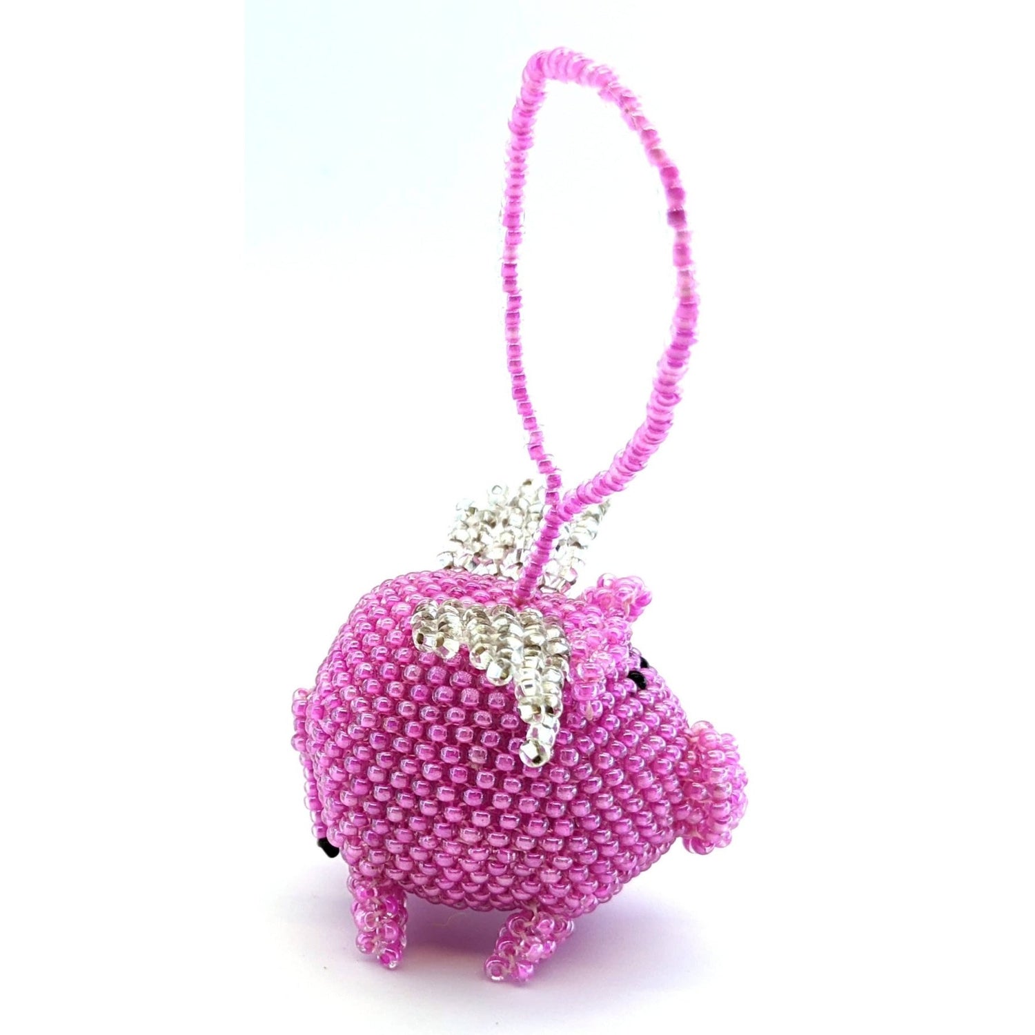 Pig with Wings Beaded Ornament - Pink - A Thread of Hope Guatemalan Fair Trade