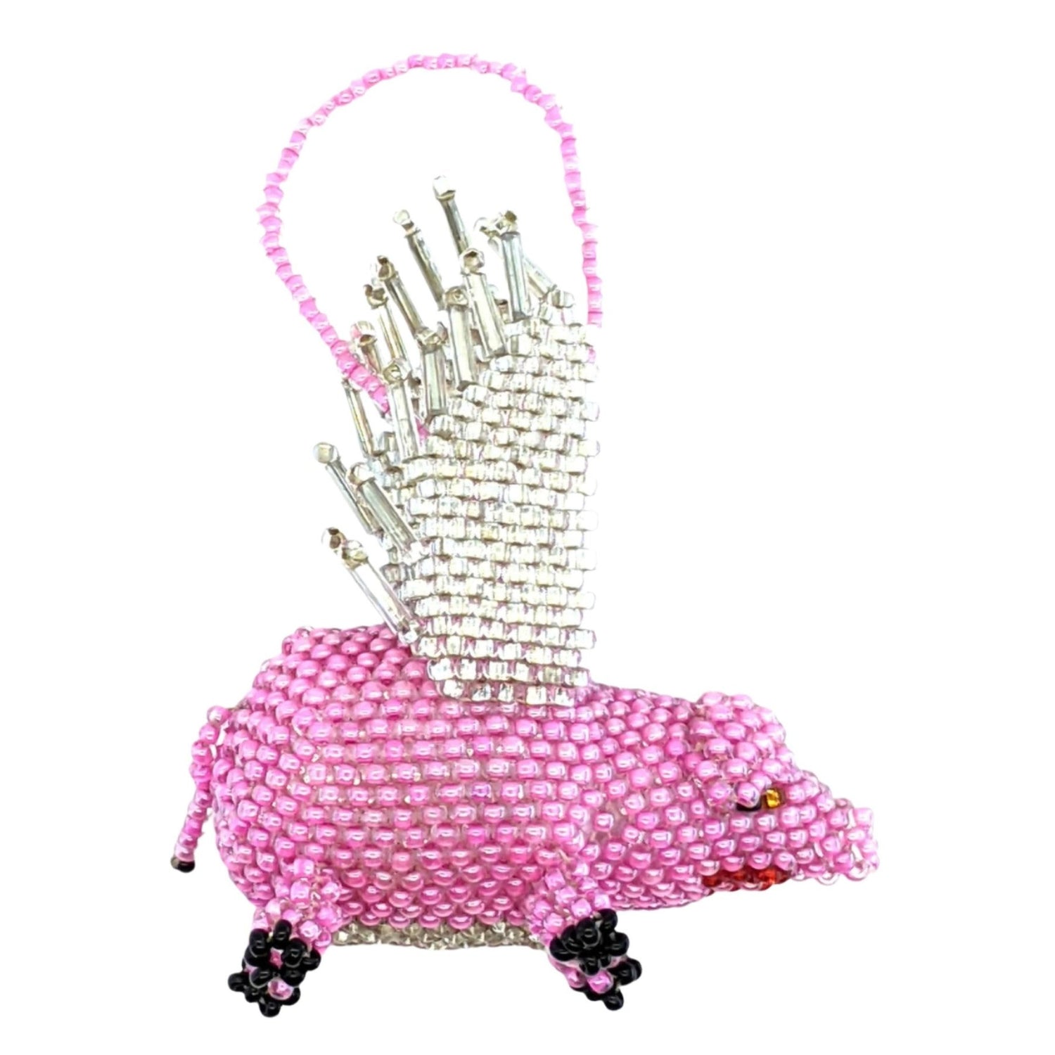 Pig with Wings Beaded Ornament - Pink Long - A Thread of Hope Guatemalan Fair Trade