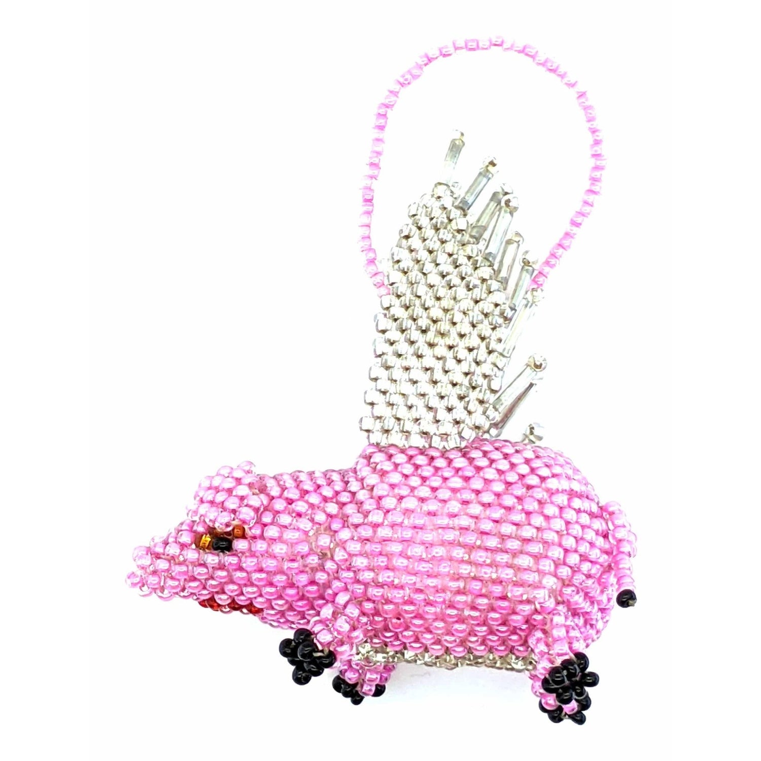 Pig with Wings Beaded Ornament - Pink Long - A Thread of Hope Guatemalan Fair Trade