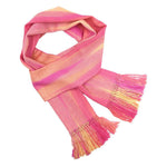 Pink with Yellow Lightweight Bamboo Handwoven Scarf 8 x 68 - A Thread of Hope Guatemalan Fair Trade