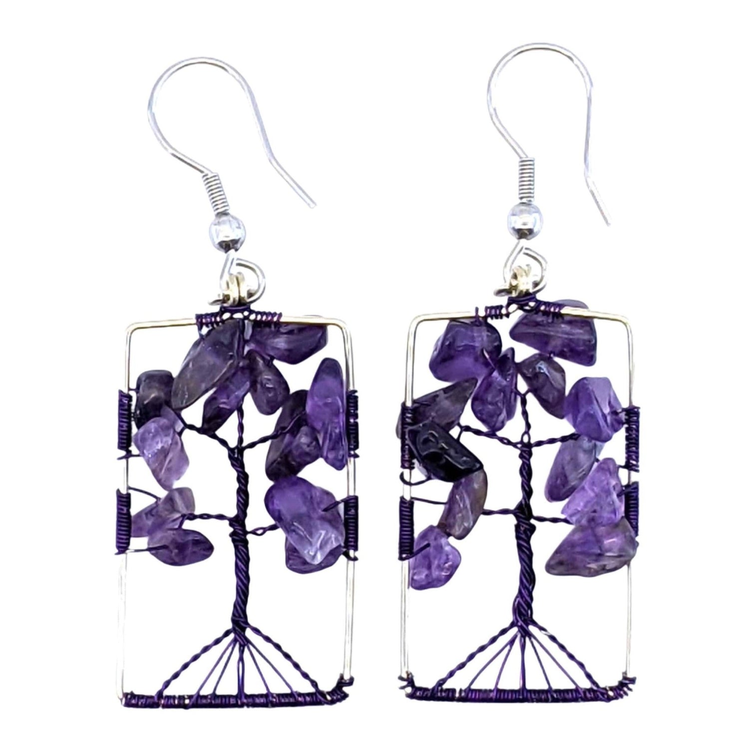 Purple with Amethyst Stella Beaded Earrings - A Thread of Hope Guatemalan Fair Trade