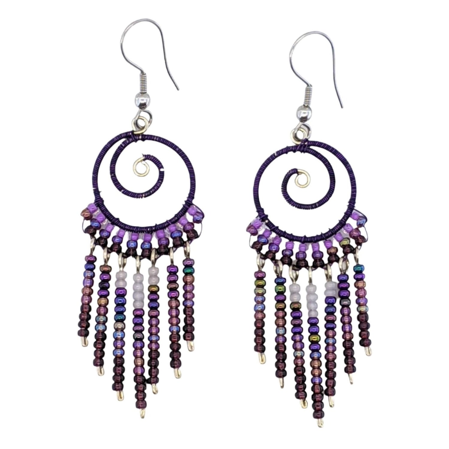 Purples Adriana Beaded Earrings - A Thread of Hope Guatemalan Fair Trade