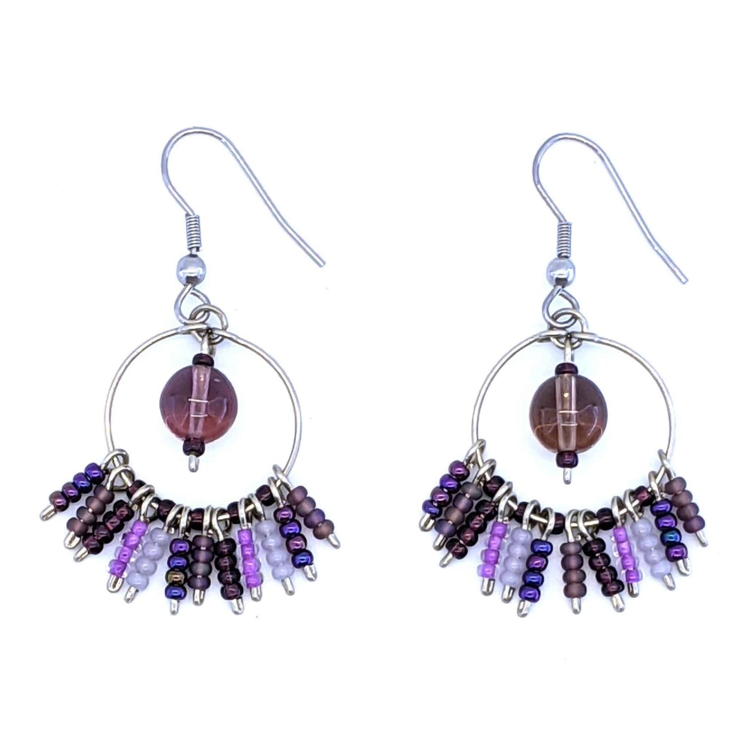 Purples Ana Maria Beaded Earrings - A Thread of Hope Guatemalan Fair Trade