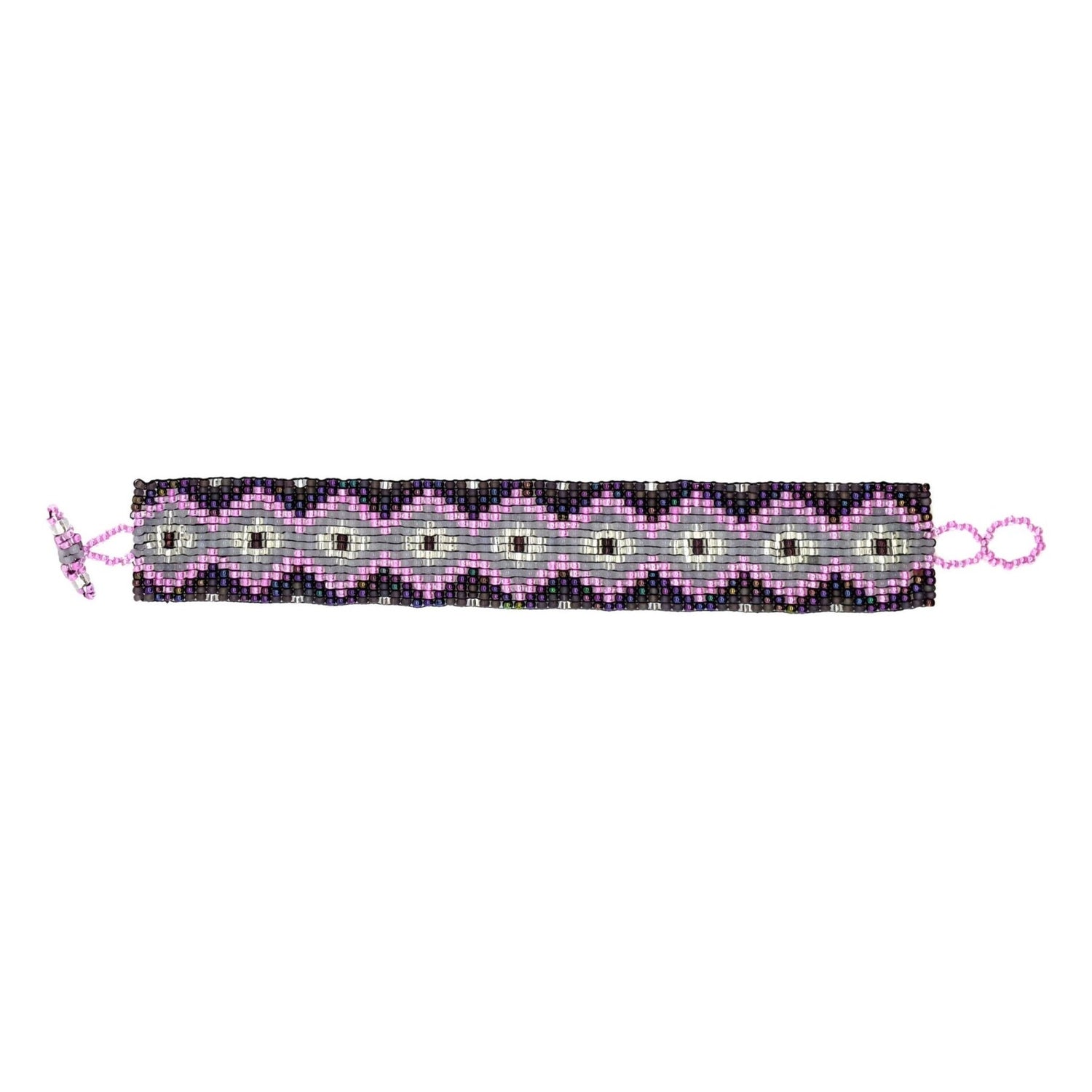 Purples and Pink Diamonds Beaded Bracelet - A Thread of Hope Guatemalan Fair Trade