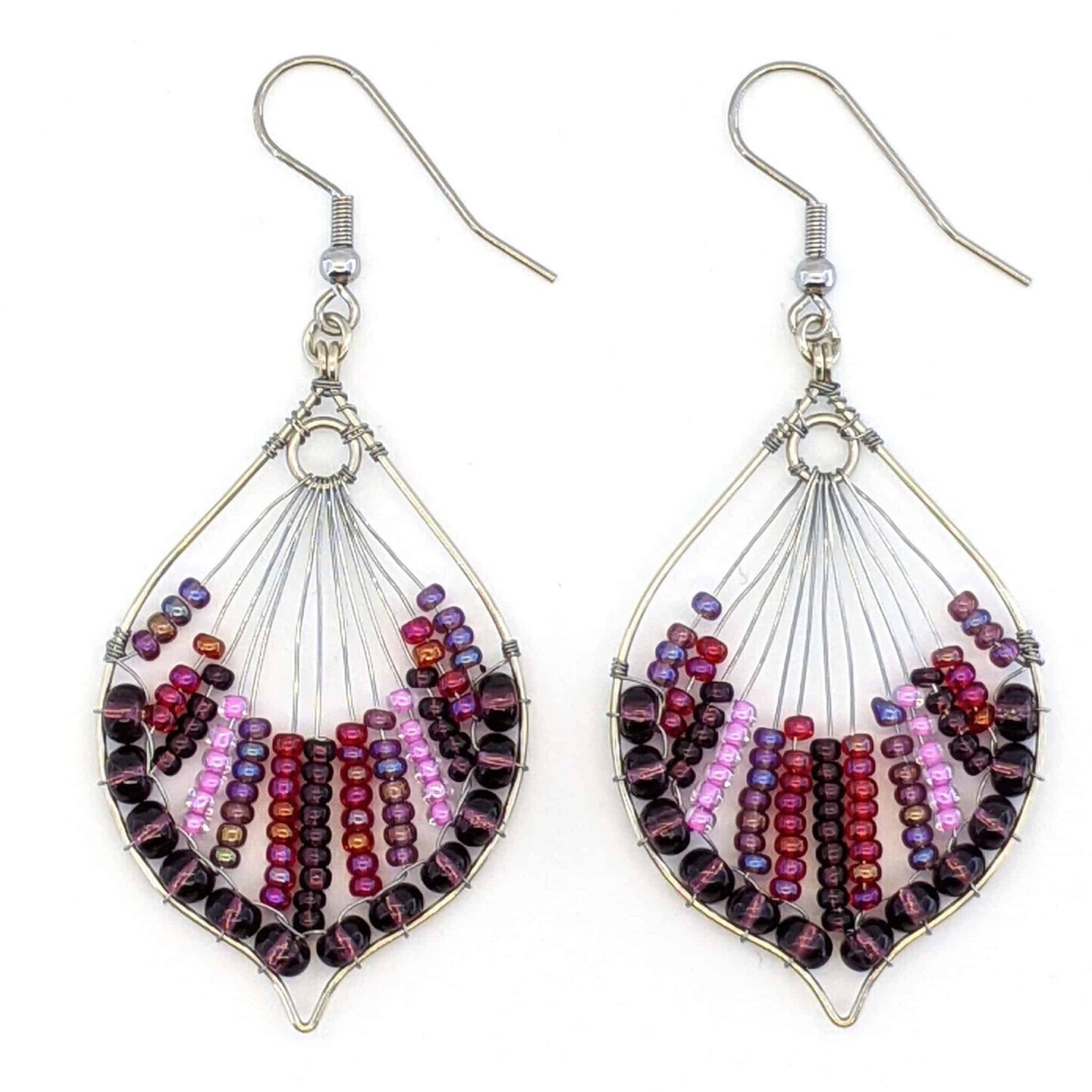 Purples and Pink Rosalia Beaded Earrings - A Thread of Hope Guatemalan Fair Trade