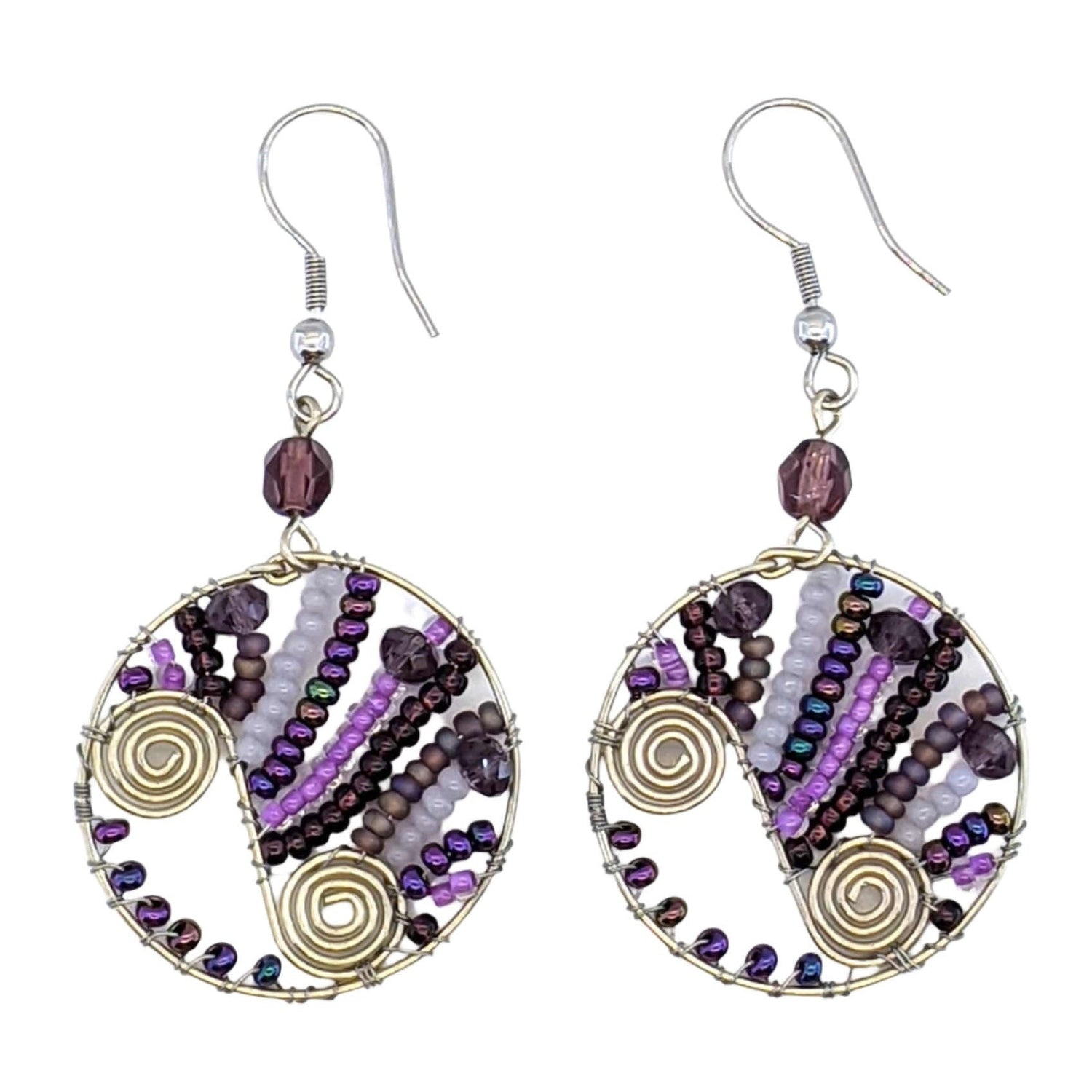 Purples Aurora Beaded Earrings - A Thread of Hope Guatemalan Fair Trade