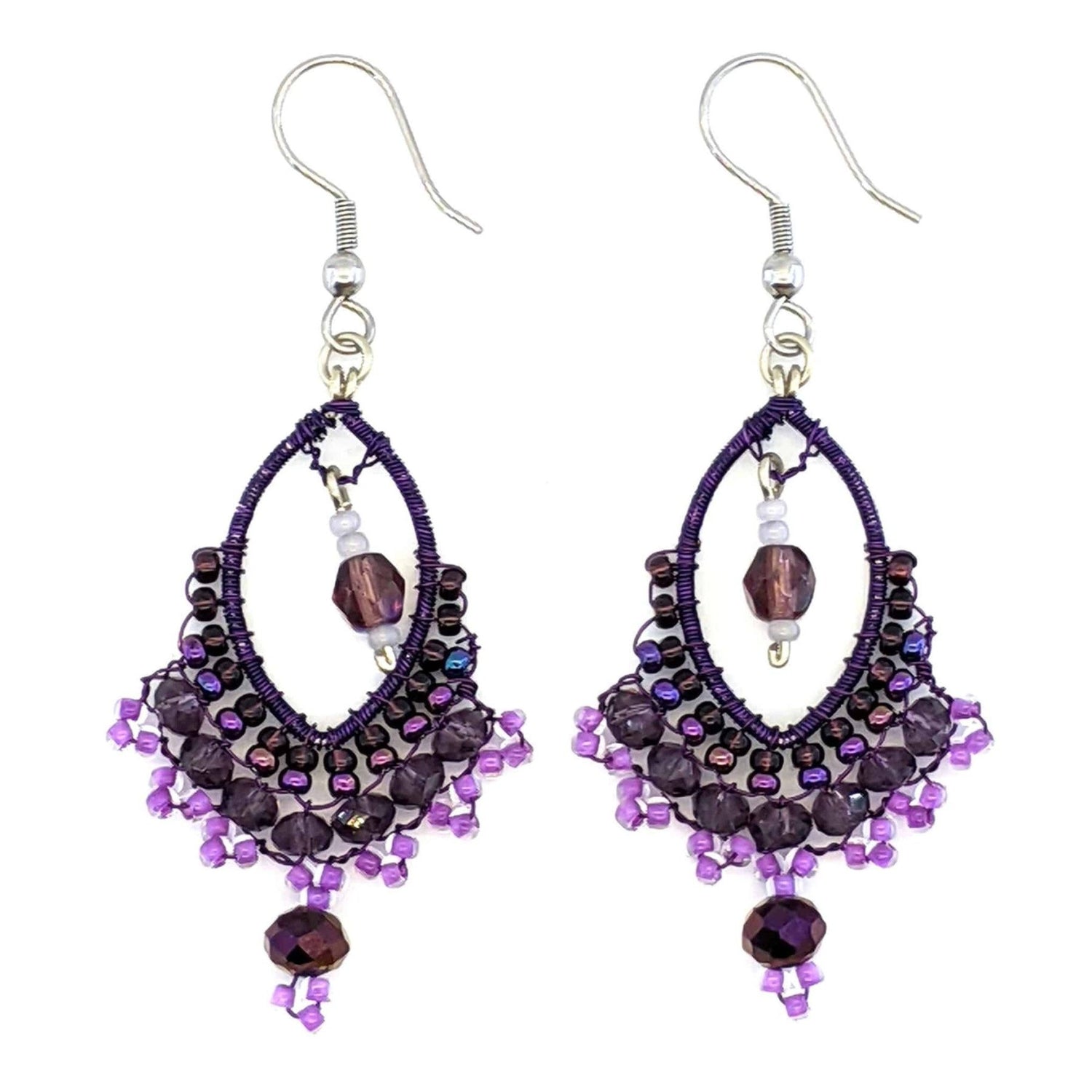 Purples Catarina Beaded Earrings - A Thread of Hope Guatemalan Fair Trade