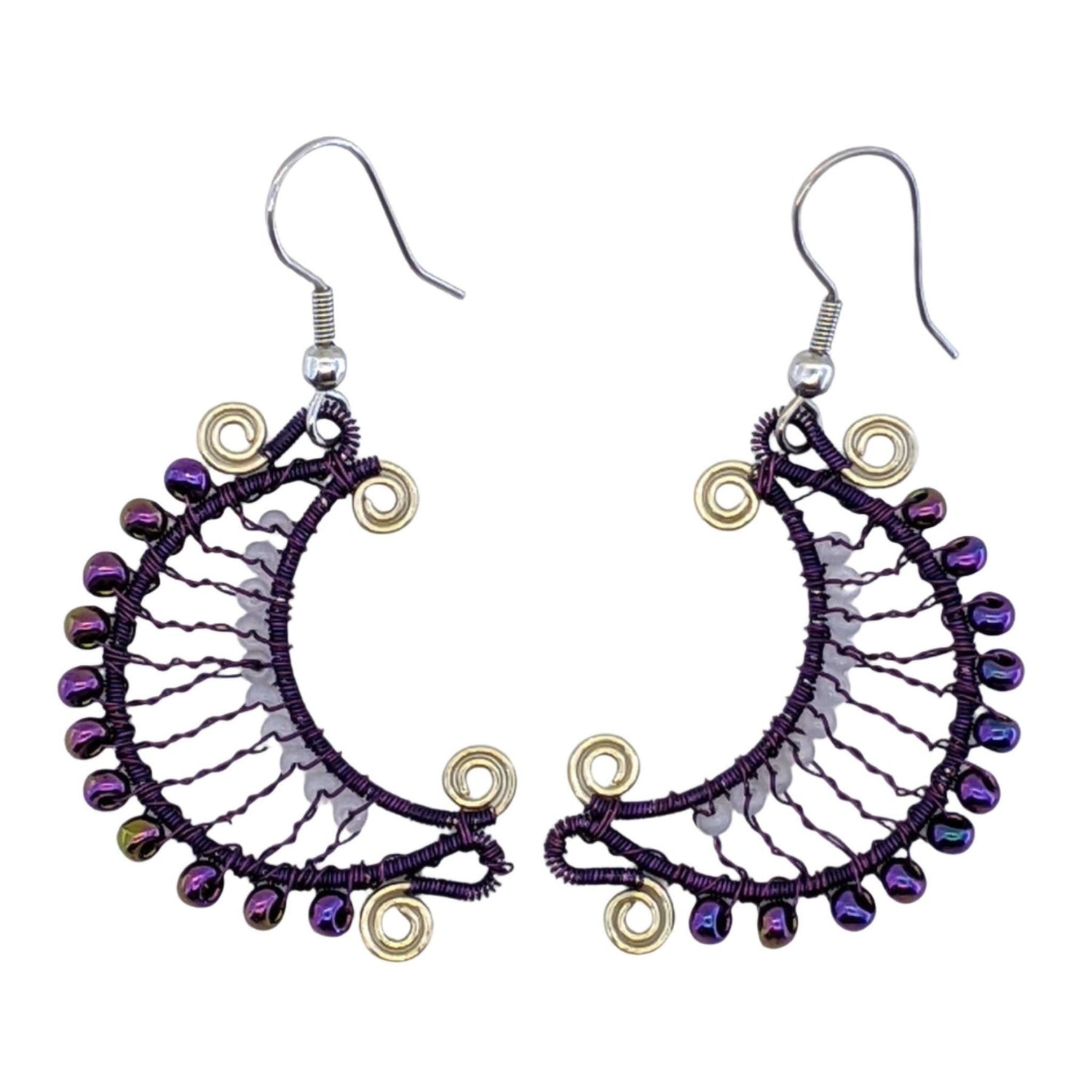 Purples Crescent Moon Earrings - A Thread of Hope Guatemalan Fair Trade