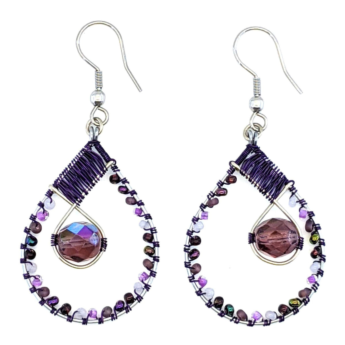 Purples Emilia Beaded Earrings - A Thread of Hope Guatemalan Fair Trade