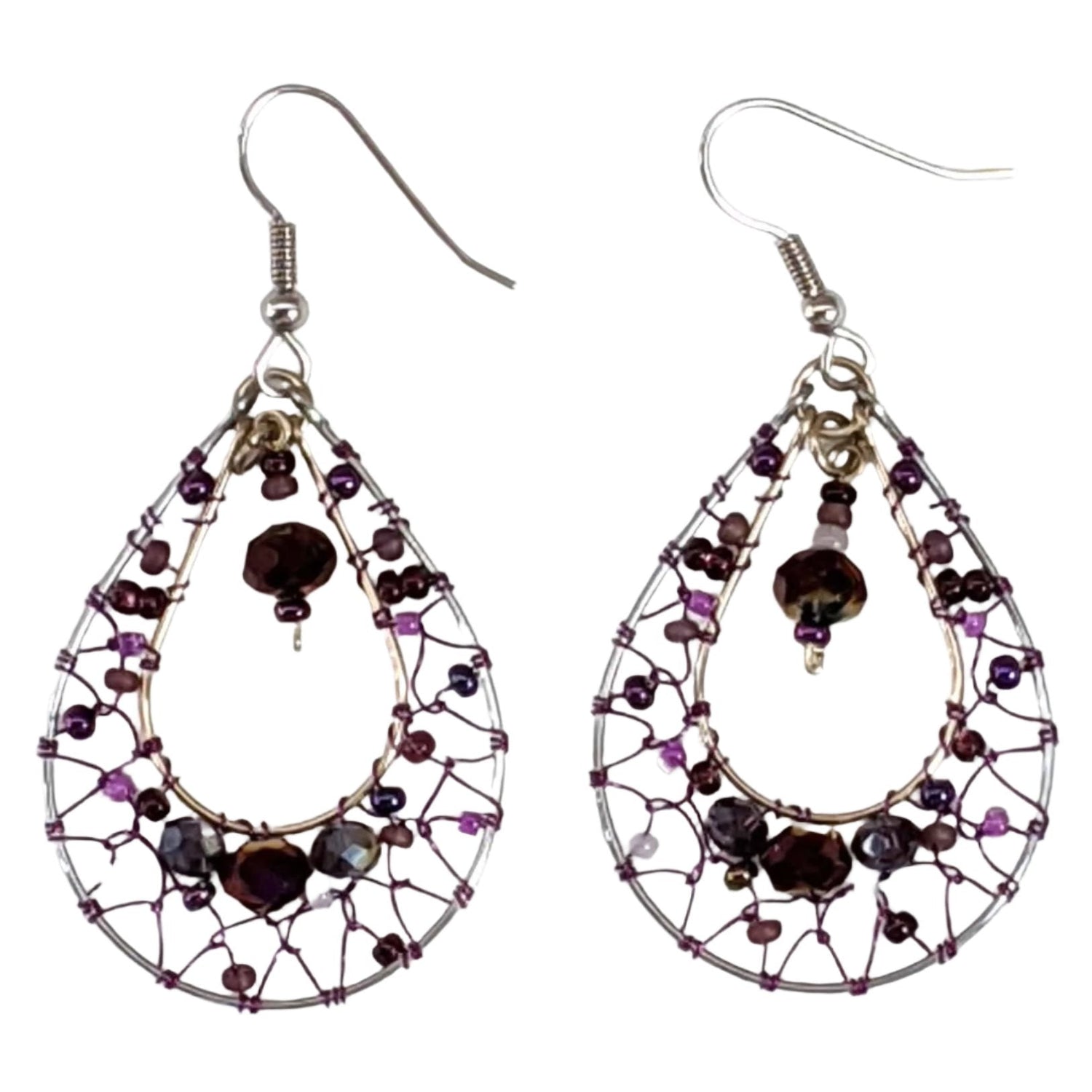 Purples Esperanza Dreamcatcher Beaded Earrings - A Thread of Hope Guatemalan Fair Trade