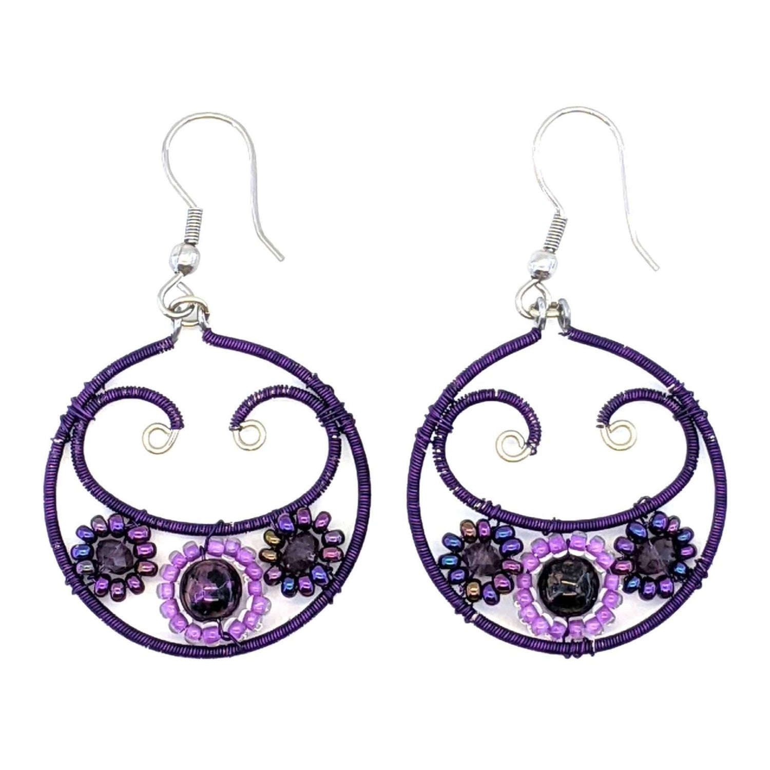 Purples Florecita Beaded Earrings - A Thread of Hope Guatemalan Fair Trade