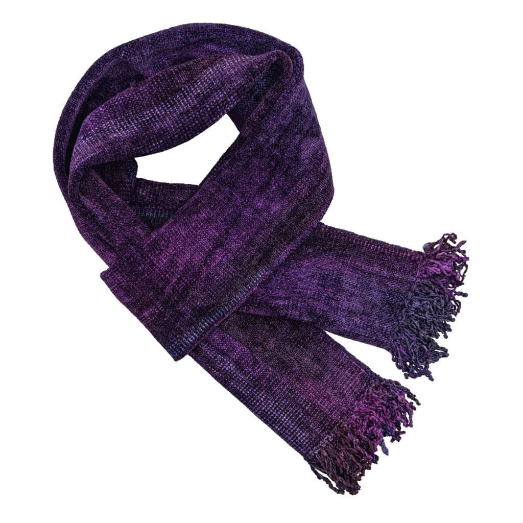 Purples, Lilac and Violet Bamboo Chenille Handwoven Scarf 8 x 68 - A Thread of Hope Guatemalan Fair Trade