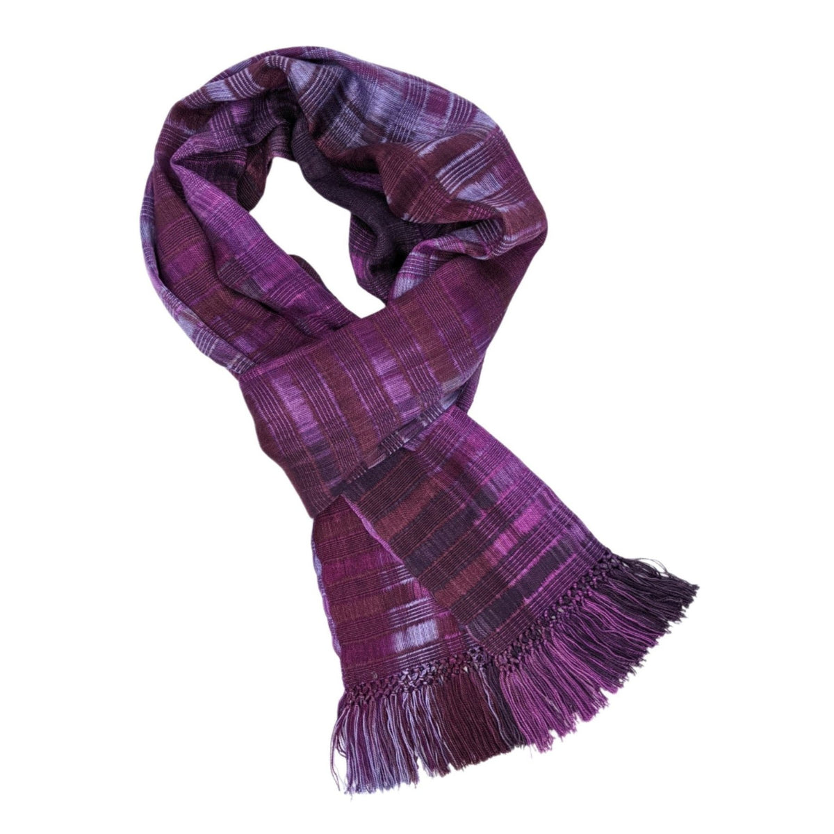 Purples, Lilac and Violet Lightweight Bamboo Open - Weave Handwoven Scarf 8 x 68 - A Thread of Hope Guatemalan Fair Trade