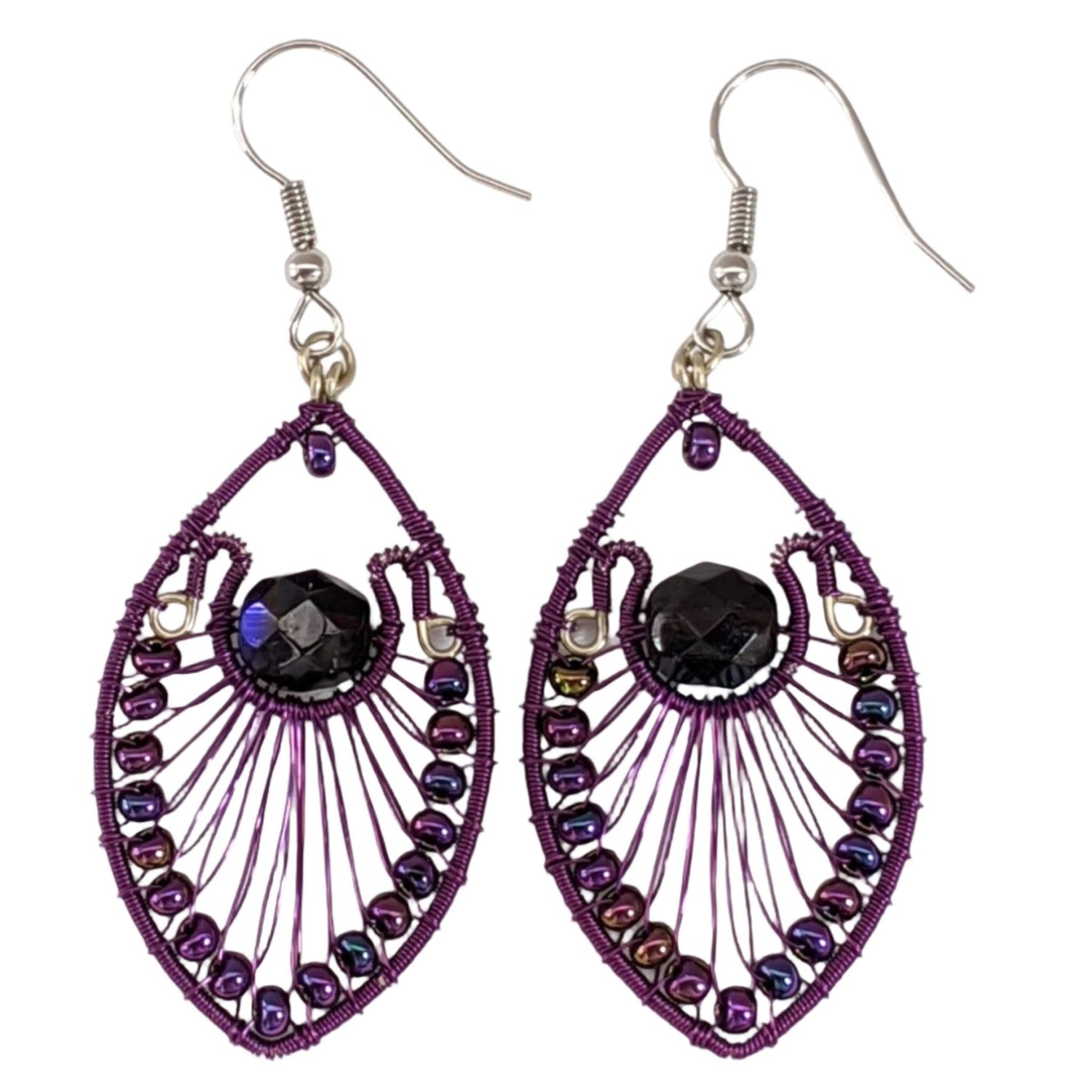 Purples Peacock Earrings - A Thread of Hope Guatemalan Fair Trade