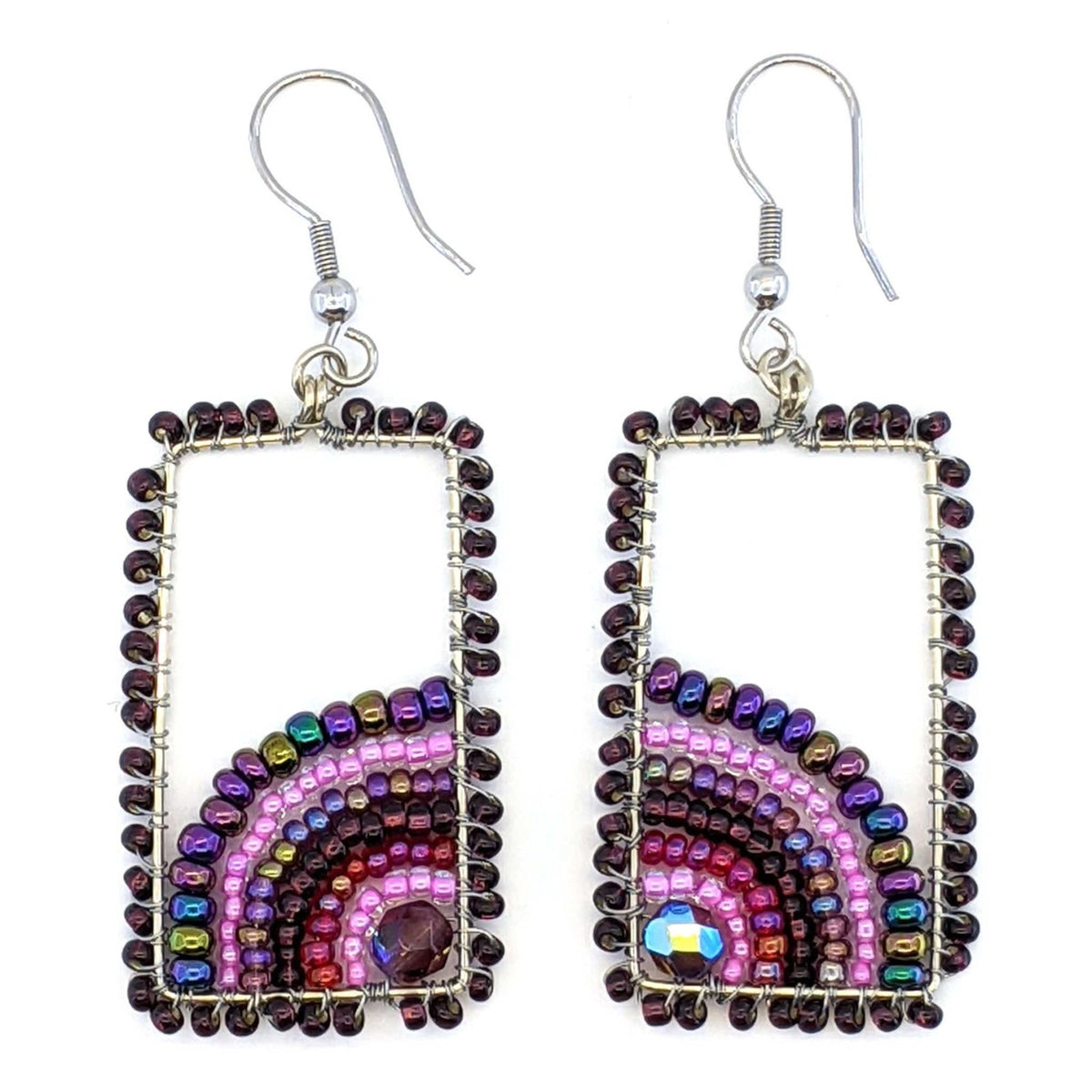 Purples with Pink Julieta Beaded Earrings - A Thread of Hope Guatemalan Fair Trade