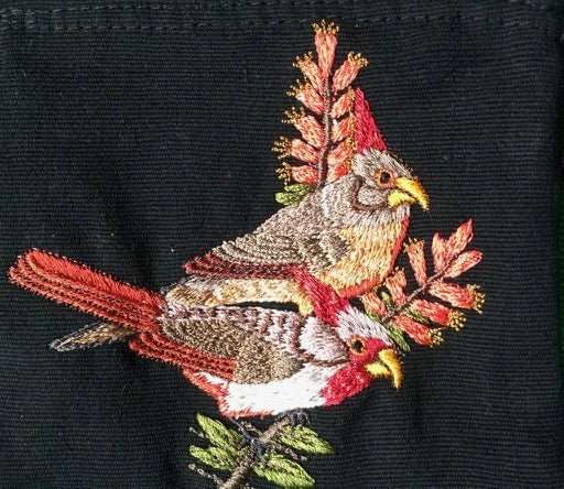 Pyrrhuloxia Thread Painted Cotton Coin Purse - A Thread of Hope Guatemalan Fair Trade