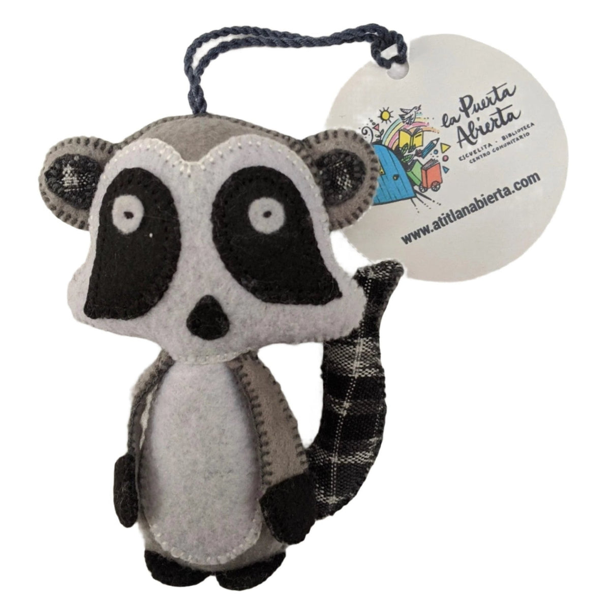 Raccoon Ornament - Felt and Repurposed Traditional Fabric - A Thread of Hope Guatemalan Fair Trade