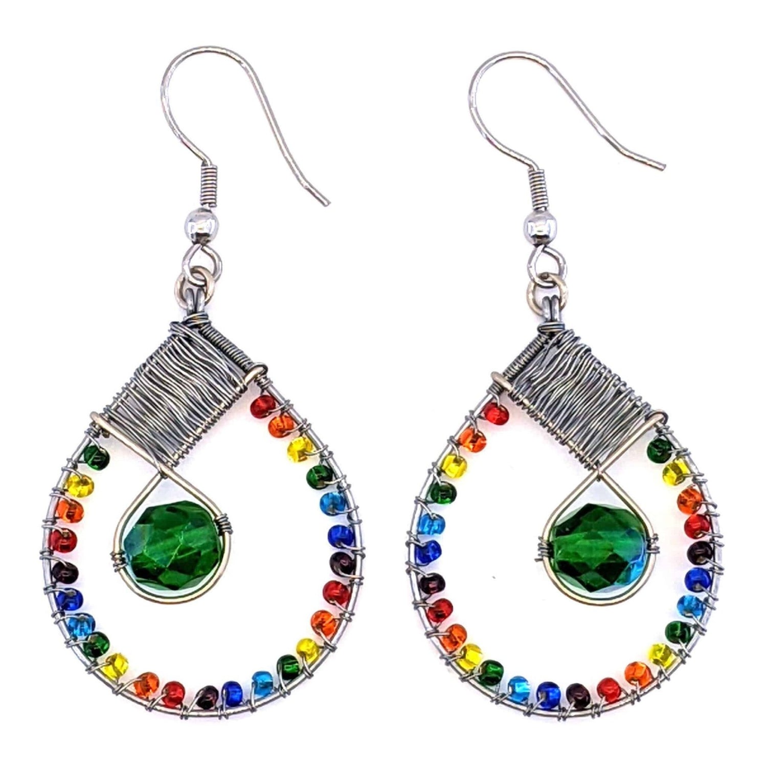 Rainbow Emilia Beaded Earrings - A Thread of Hope Guatemalan Fair Trade