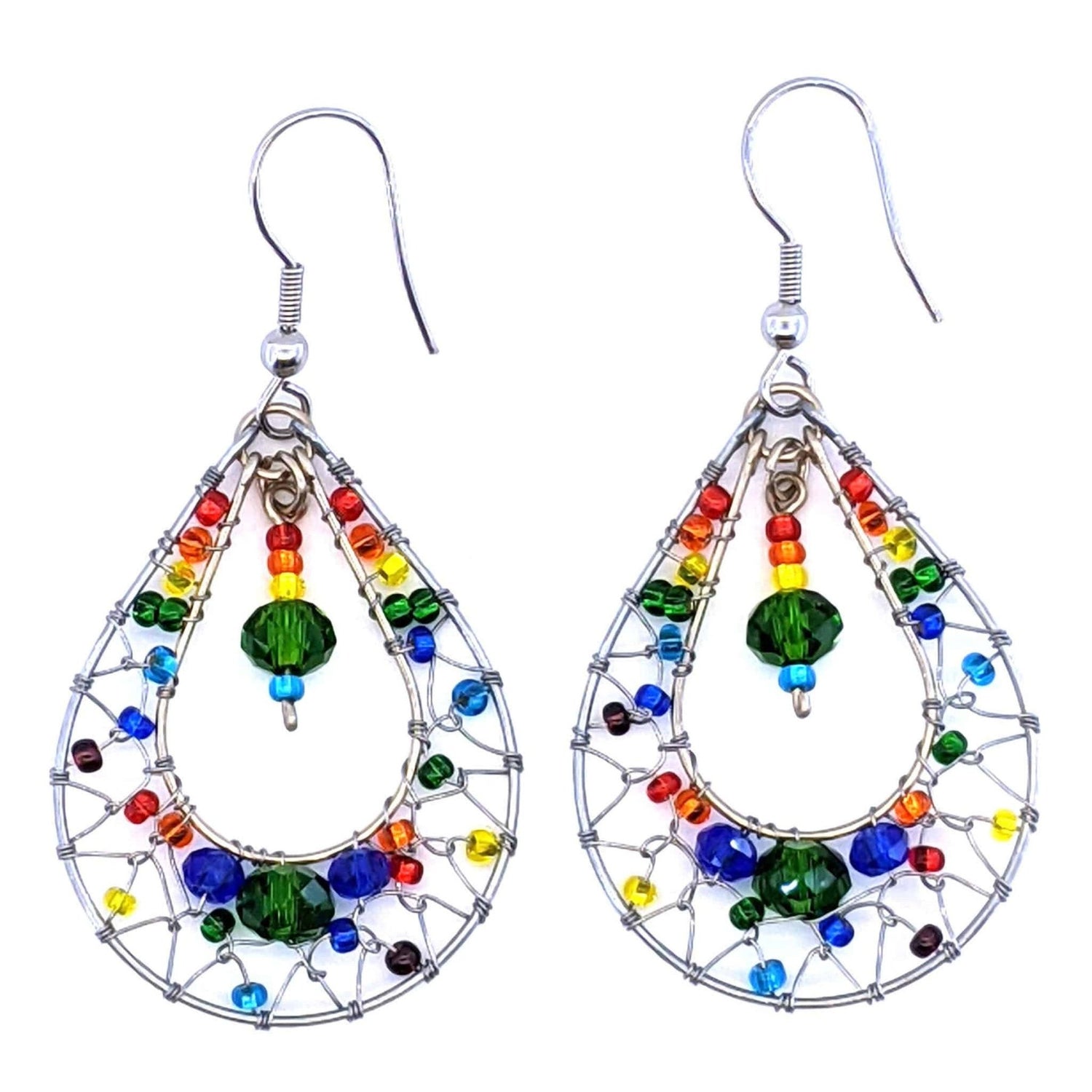 Rainbow Esperanza Dreamcatcher Beaded Earrings - A Thread of Hope Guatemalan Fair Trade