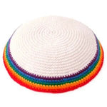 Rainbow Kippah (Yarmulke) in White - A Thread of Hope Guatemalan Fair Trade