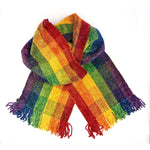 Rainbow Plaid Bamboo Chenille Handwoven Scarf 8 x 68 - A Thread of Hope Guatemalan Fair Trade