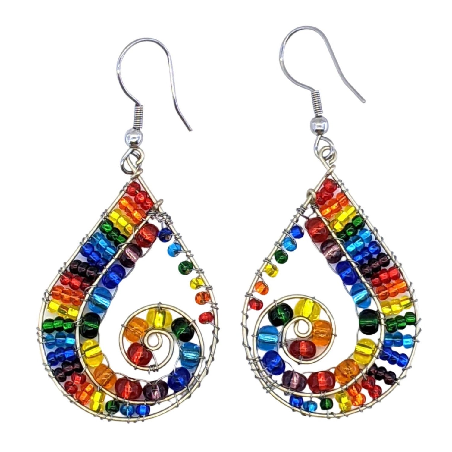 Rainbow Senovia Beaded Earrings - A Thread of Hope Guatemalan Fair Trade