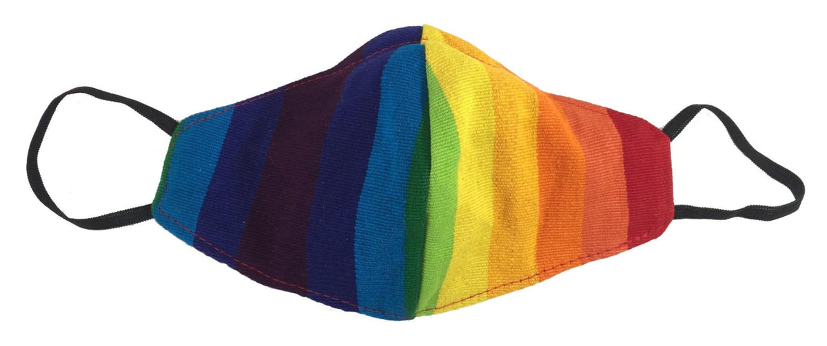 Rainbow Stripe Handwoven Fitted Cotton Mask - A Thread of Hope Guatemalan Fair Trade