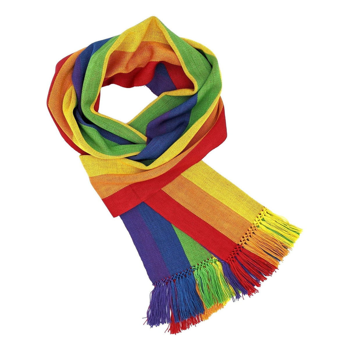 Rainbow Stripes Lightweight Bamboo Handwoven Scarf 8 x 68 - A Thread of Hope Guatemalan Fair Trade