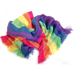 Rainbow Stripes Lightweight Bamboo Handwoven Scarf 8 x 68 - A Thread of Hope Guatemalan Fair Trade