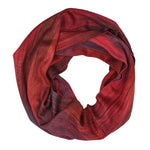 Red, Blue and Coffee Lightweight Bamboo Handwoven Infinity Scarf 11 x 68 - A Thread of Hope Guatemalan Fair Trade