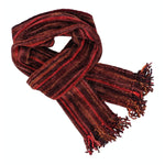 Red Micro Stripes Bamboo Chenille Handwoven Scarf 8 x 68 - A Thread of Hope Guatemalan Fair Trade