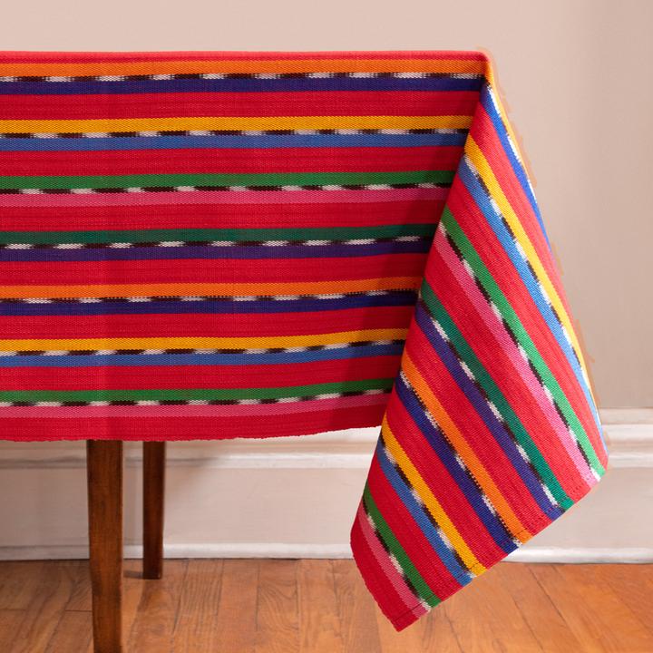 Red Sololá Tablecloth - A Thread of Hope Guatemalan Fair Trade