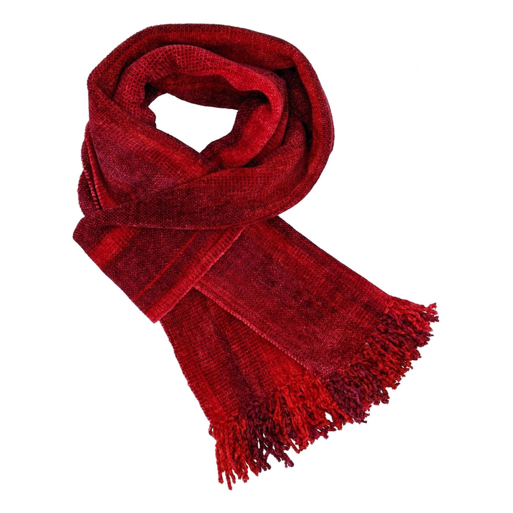 Reds (Bright!) Bamboo Chenille Handwoven Scarf 8 x 68 - A Thread of Hope Guatemalan Fair Trade